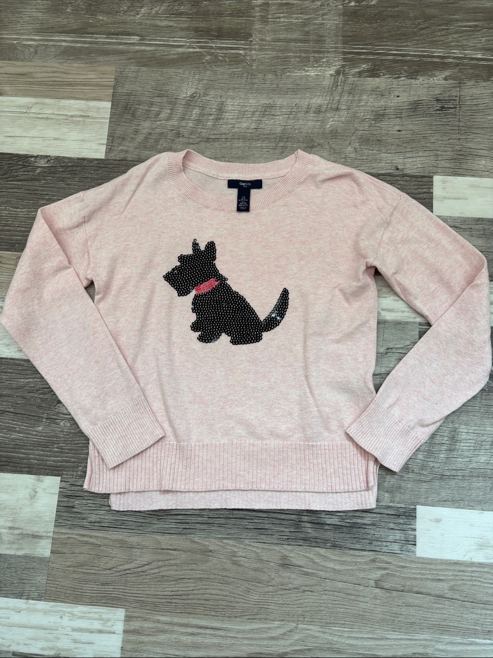 GAP Light Pink Sweater with Black Studded Scottie